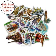 10 Stickers- World Travel Landmark Doodle Book Phone Suitcase journal scrapbook