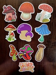 STICKERS x 10 Shrooms Mushroom Cute Cottage Garden Mushrooms FEBF7