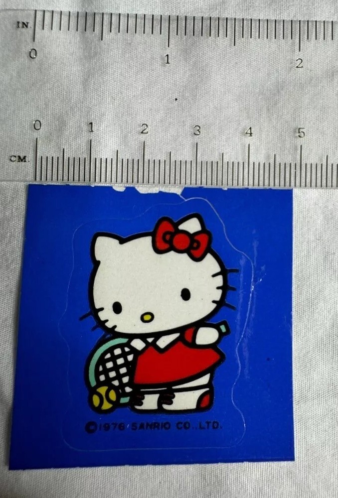 Vintage 1976’s Sanrio Hello Kitty With Tennis Bat & Ball Scrapbooking Sticker