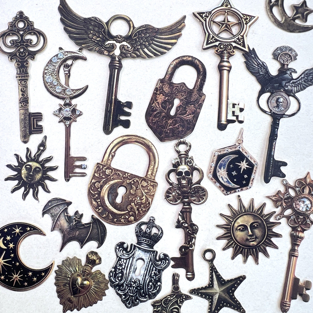 Gothic Key Celestial Cardstock Stickers Collage Junk Journal Scrapbooking