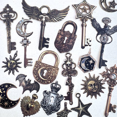 Gothic Key Celestial Cardstock Stickers Collage Junk Journal Scrapbooking