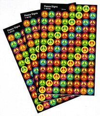 PEACE SIGNS 3 Sheets Mini Colorful 300 Scrapbook Stickers!!