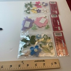 Scrapbook Embellishments Felt Stickers Flowers Pig Sheep Dimensional