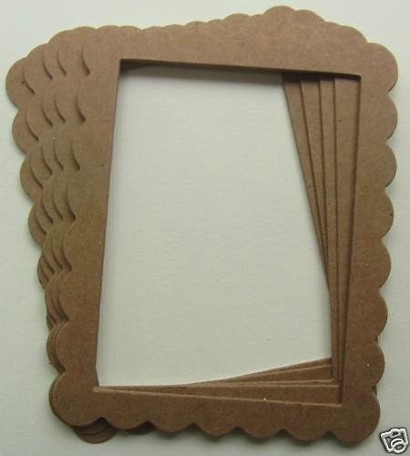{3} *SCALLOP FRAME* Picture Frames Chipboard Die Cuts – 3 3 4/» x 4 3/4″