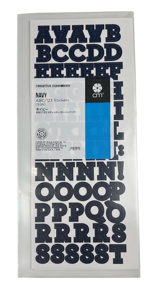 Creative Memories Uppercase & Lowercase ABC/123 Stickers Navy