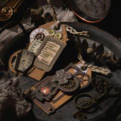 120Pcs Steampunk Junk Journal Supplies, Small Vintage Scrapbook Materials Paper