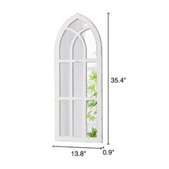 Rustic Long Arched Window Mirrors for Wall Decor 14 X 36 inch, Hanging Distre…
