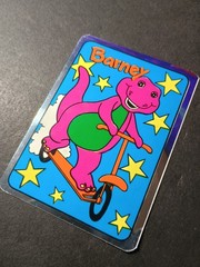 Vintage Barney Dinosaur Foil Mylar Vending Machine Sticker VTG 90s