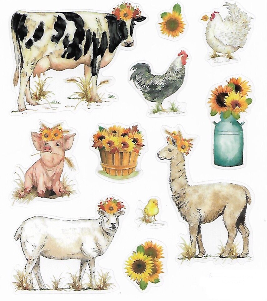 Farm Animal Cow Pig Goat Llama Chicken Sheep Horse Scrapbook Craft Stickers