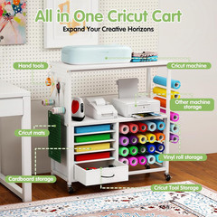 Craft Storage Cart, Vinyl Roll Holder, Compatible with Cricut Cutting Machines