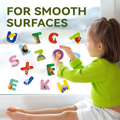 26 PCS Letter Gel Stickers – Thick, Removable Alphabet & Animal Window Clings fo