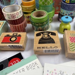 Craft Lot Journal Supplies Washi Hanger Tape Stamps Stickers Stencils Punches