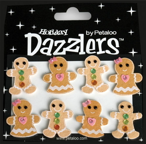 GINGERBREAD People Decorated x 8 Pack BROWN & WHITE 25x30mm 2-3mm High StickerL6