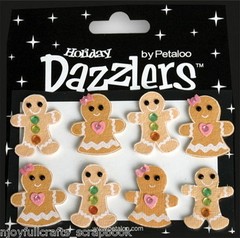 GINGERBREAD People Decorated x 8 Pack BROWN & WHITE 25x30mm 2-3mm High StickerL6