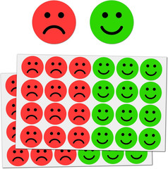 600 Pack – Happy/Sad Smile Face Behavior Emotion Stickers – Red/Green, 1″