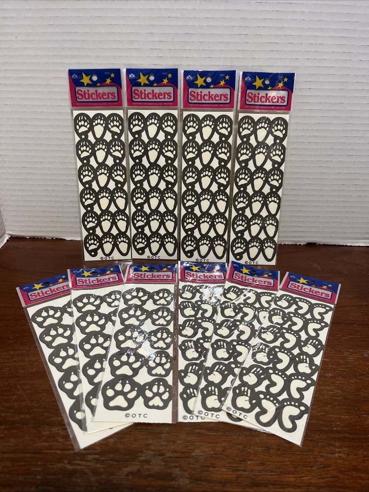 Vintage Stickers – Paw Prints – Foot Prints – Lot Of 10 Packs – OTC Taiwan – New