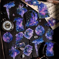 20Pcs Fantasy Holographic Stickers Cats Moon Flowers Sticker Pack Journal Crafts