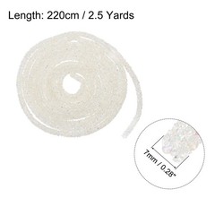 2.5 Yard 7mm Glitter Sequins Rope Sequins Rhinestone Cord Clear Cream