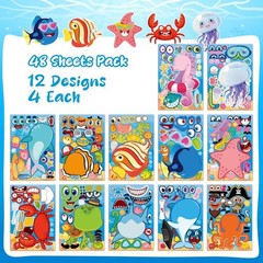 Ocean Stickers for Kids – 48 Sheets Make a Face Summer Stickers