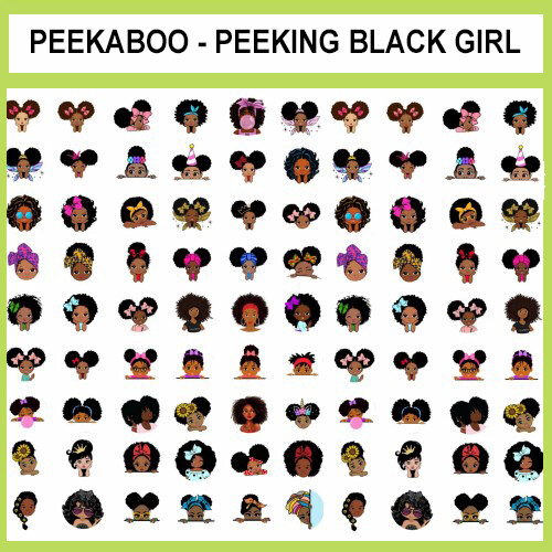 100 Precut PEEKABOO BLACK GIRL BOTTLE CAP TRAY CHARM IMAGES 1 in AFRO AMERICAN