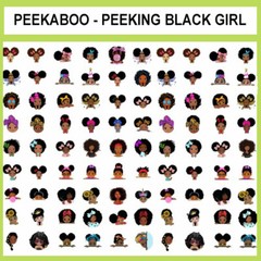100 Precut PEEKABOO BLACK GIRL BOTTLE CAP TRAY CHARM IMAGES 1 in AFRO AMERICAN
