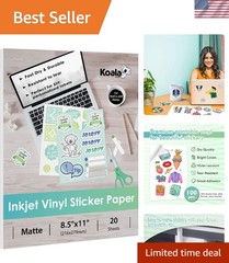 High-Quality Waterproof Vinyl Sticker Sheets for Crafts – 20 Matte Sheets 8.5×11