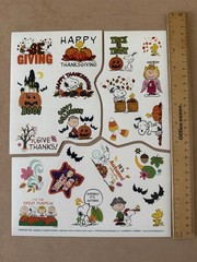Charles Schulz Peanuts Snoopy Halloween Thanksgiving Sticker Sheet Large Format