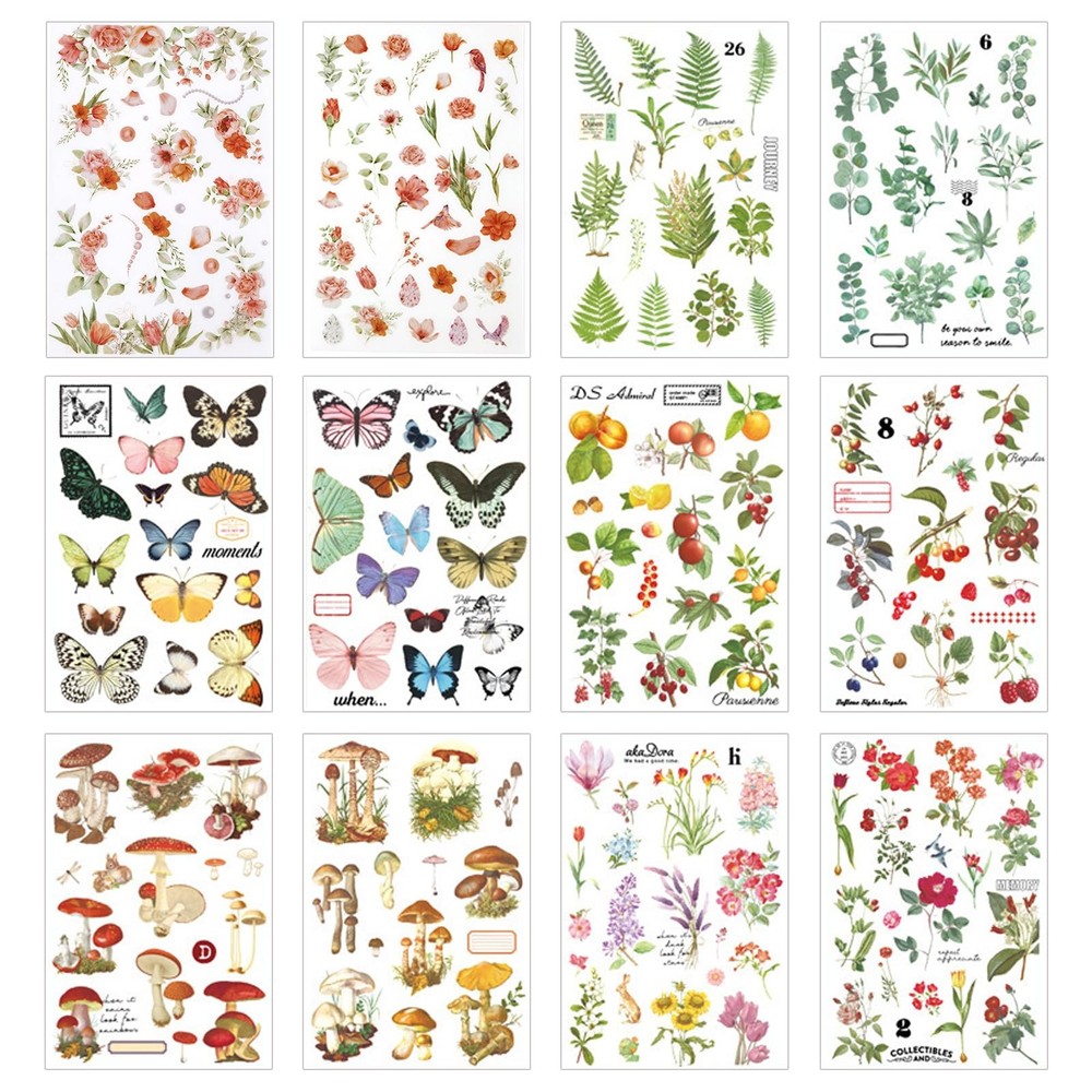 12 Sheets Rub on Transfers for Furniture Crafts 1.4-1.8 inches, colourful