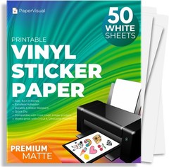 Customizable Waterproof Sticker Paper – 50 Matte Sheets for DIY Crafts 8.5×11