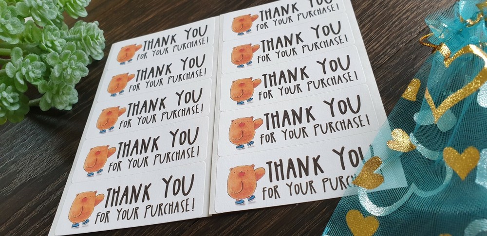 Custom Cute Thank you stickers ( 1×2 5/8 «) 100 count thank you labels