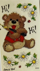 BROWN HI TEDDYBEAR Stickers (2″x3.5″)Suzy’s Zoo•Card Making •Daisy•Write letters