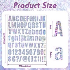 1944 Pcs 24 Sheets Glitter Letters Stickers Holographic Number Stickers Blue