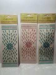 Crafters Square Jewel Starburst Gem Stickers Pink Blue Lot of 3