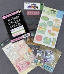Lot of Baby Girl Scrapbook Stickers Butterfly Flowers Sayings Mixed Brands
