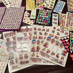 Large Lot of Stickers Many Vintage School Grading Highlights Incomplete Sheets