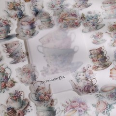 26 pcs Tea Cup Translucent Vellum Matte Surface Paper Sticker Scrapbook Craft