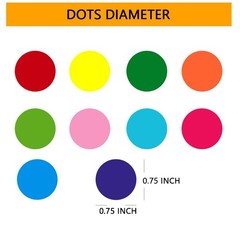 10 Colored Dot Stickers, 0.75 inch Round Circle Sticker Label Polka Dot Stick…