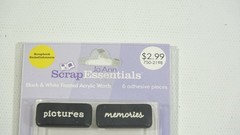Joann Scrap Essentials Black & White Frosted Acrylic Words Pictures Memories