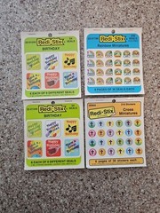 Vintage 1990 Redi-Stix Birthday, Cross, Rainbow Religious Stickers Seals USA Inc