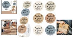 Heartfelt Gratitude: 500 Pcs 2-Inch Matte Thank You Round Stickers for Packaging