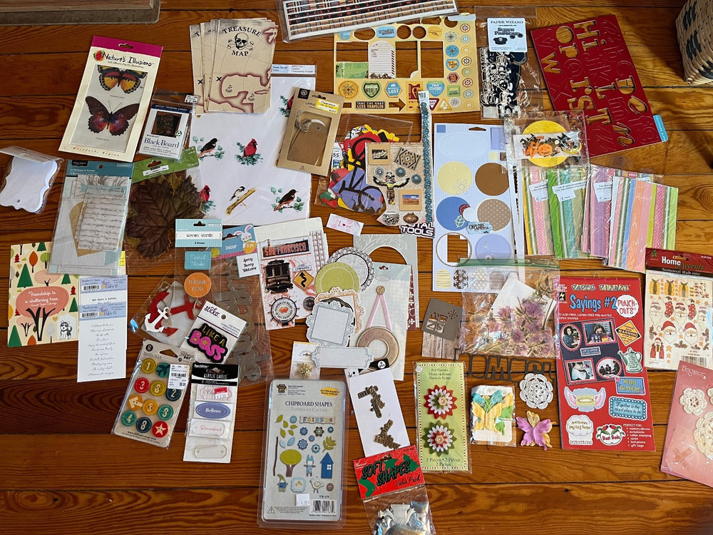 Large Mixed Lot of Metal Paper Thick Cardboard Scrapbooking Accents – includes