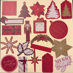 RECOLLECTIONS DIE CUT SHAPES EPHEMERA 40 PC CHRISTMAS TIDINGS ~ NEW
