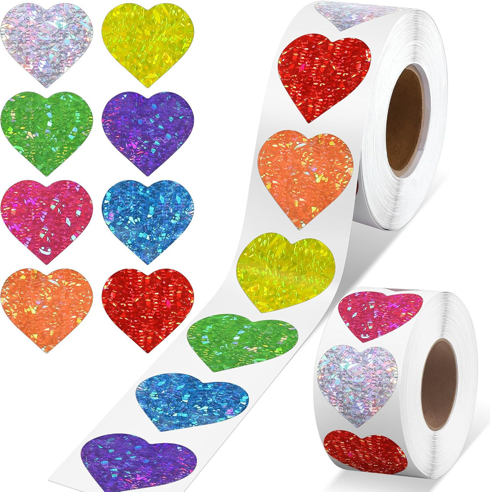 500 Pieces Glitter Heart Stickers Valentine’S Love Decorative Stickers Valentine