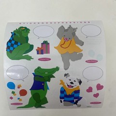 Mrs Grossman’s GIANT Sticker-ANIMAL STICKER EXPRESSIONS 1-6×6” Sheet Alligator