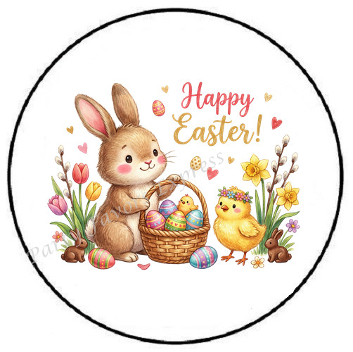 HAPPY EASTER BUNNY SPRING ENVELOPE SEALS LABELS STICKERS PARTY FAVORS