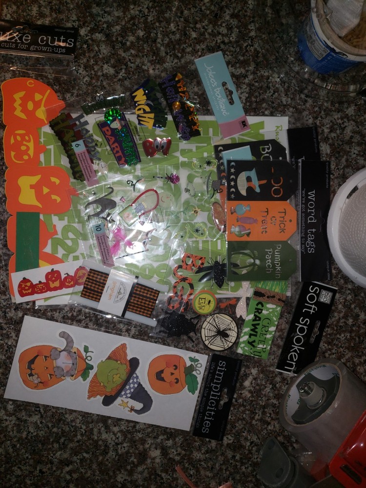 9 PC Vtg Halloween Sticker Laser Cut Tag Die Cuts Stickers Jolees Junk Journals
