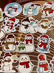50 Pieces Bundle Pack Snowman Christmas Stickers Decal High Glossy Finish