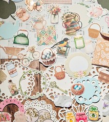 Cottagecore Theme Papercraft Ephemera Pack, Journal Scrapbook Tag & Stickers