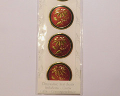 Fossler 24 (6 strips of 4) Vintage Envelope Seals ~Poinsettia~ Stickers NIP
