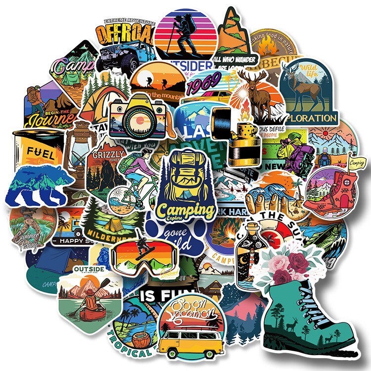 50pcs Outdoor Camping Hiking Stickers Pack, Nature Set, 177